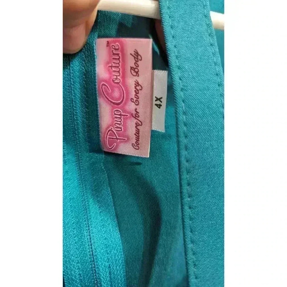 Gorgeous Pinup Girl Clothing Erin wiggle dress in Teal blue size 4x with belt! - Picture 4 of 5